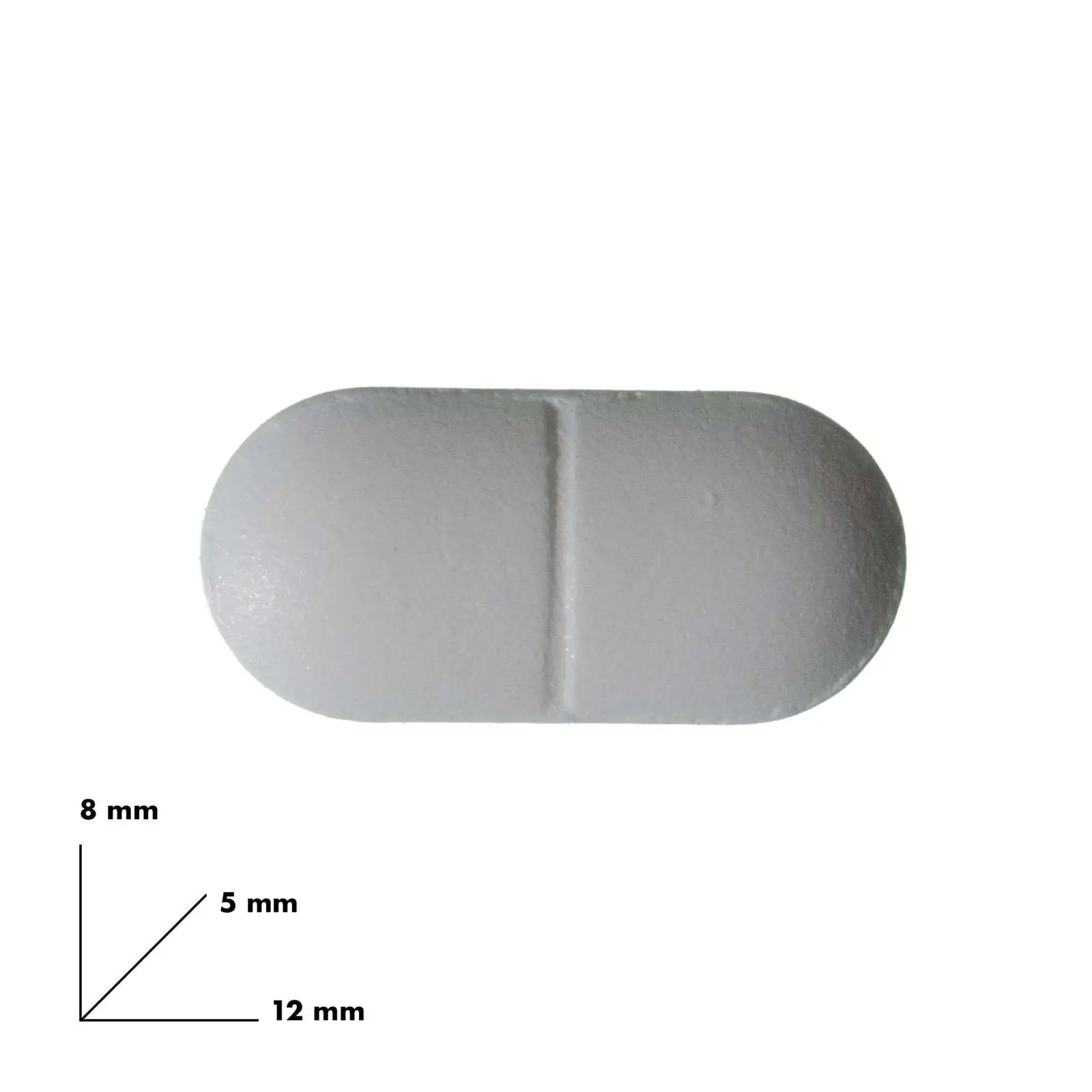Studio photograph of a blue and white blister pack on a black ground.